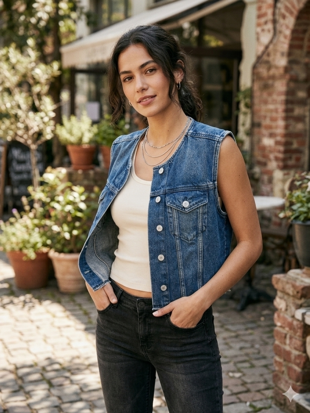 Arizona Jean‎ Co. Denim Vest in Medium Blue